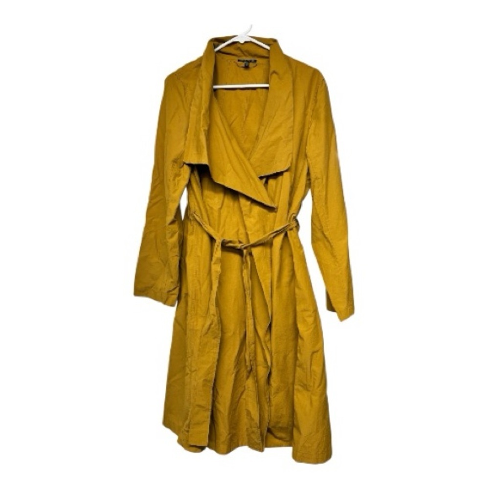 Eileen Fisher Belted Mustard Trench coat M - Picture 3 of 6
